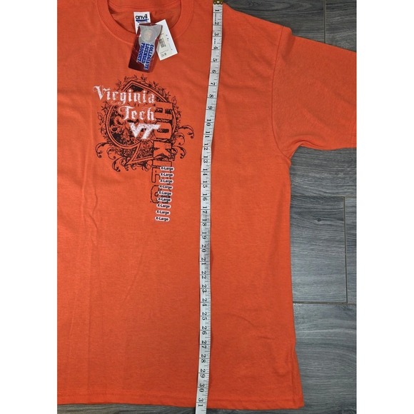 Virginia Tech Hokies T Shirt Mens XL Orange Spade Anvil Has Tags - Picture 8 of 11